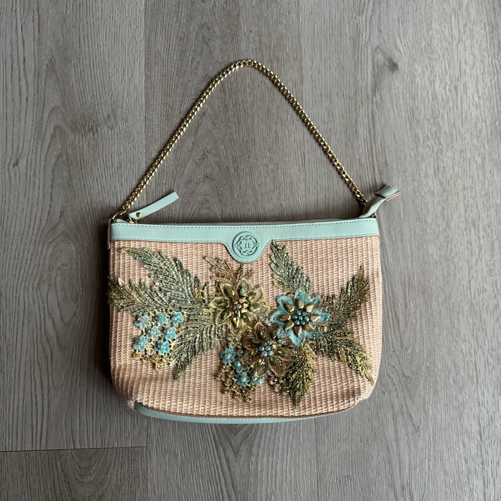 Nanette Lepore Leather Purse with a Floral Embroidered Design